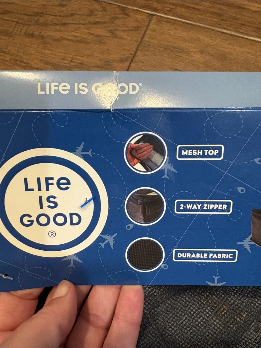 Life Is Good Blue 6-Piece Travel Packing Cube Set with Printed Accents